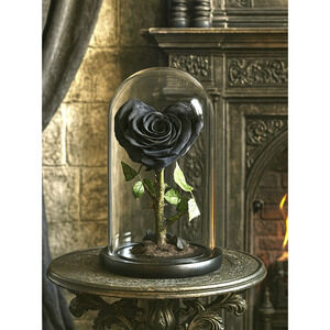 Black Real Rose Preserved Shabby Chic Boho Glass Dome Victorian Gothic Belle